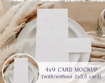 Menu Place Card Mock up, Wedding Program Double Cards Mockup, Table Dinner Menu Template