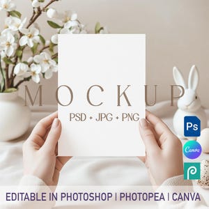 Mockup paasuitnodiging, png-sjabloon voor wenskaarten 5 x 7, cadeaukaart Canva mock-up