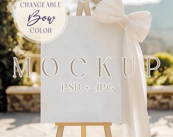 Welcome Sign Mockup, Easel Sign PSD Mockup, Bow Sign mockup, Wedding Poster Mockup, Party Banner Sign Mockup, Wedding Decor 16x20 Poster PSD