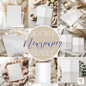 Bundle maquette de journal, maquette de journal de mariage, ensemble de maquette de journal de baby shower, journal vierge PSD, ensemble de modèles de journal Boho psd