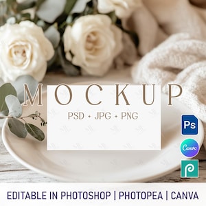 Mockup de cartão de lugar, mockup de cartão de visita, mockup de cartão dobrado, mockup de cartão 3,5x2, cartão de lugar de mesa em PSD, mockup de cartão de lugar de barraca, cartão de barraca no Canva