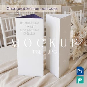 Maqueta de folletos trípticos, plantilla PSD de tarjeta de menú de pie Photopea