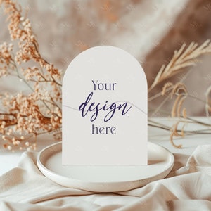 Bogen Hochzeit Karte Mockup, 5x7 Karte Mockup, Boho Party Karte Mockup, Tischkarte Menükarte, Tischkarten Mockup, PSD Smart Objekt