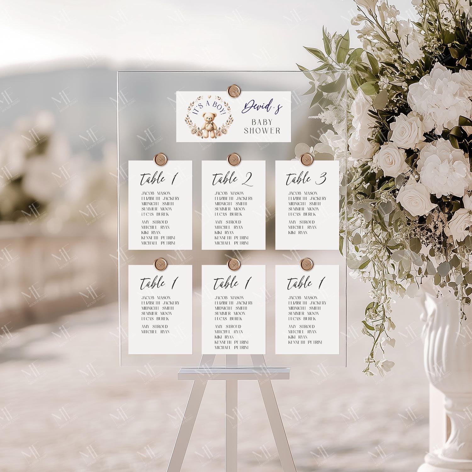 Seating Chart Mockup, Table Sign Place Cards Display Canva PSD Wedding ...