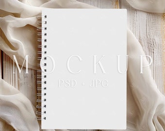 Spiral Notebook Mockup, Planner Mockup, Blank Spiral Notebook Mockup, A5 Boho Notebook Mock Up, Blank Book Mockup, PSD Smart Object