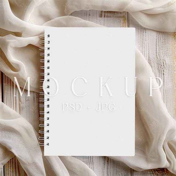Spiral Notebook Mockup, Planner Mockup, Blank Spiral Notebook Mockup, A5 Boho Notebook Mock Up, Blank Book Mockup, PSD Smart Object