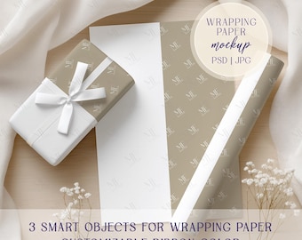 Gift Wrapping Paper Set Mockup, A3 Poster Roll Wrap Paper Template, Packaging Display