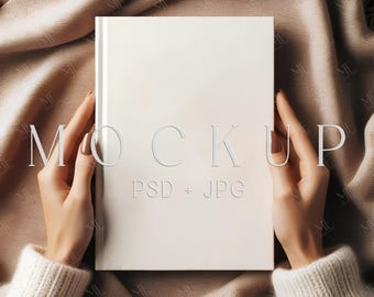 Hardcover Notebook Mockup, Neutral Journal PSD Template, Minimal Book Cover Mockup