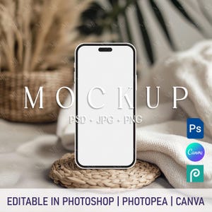 Phone Screen Mockup, iPhone Evite Mockup, Cellphone Mock up PSD, Invite Digital Mockup, Boho Smartphone Screen Mockup, Wedding Screen Canva