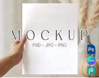 Newspaper Mockup 8.5x11, Wedding Newspaper PSD Canva Template, Poster Card Mock up