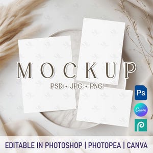 Maqueta de invitación bohemia, maqueta de juego de tarjetas PSD y PNG, plantilla minimalista de RSVP de Canva de 5x7 y 4x6, maqueta de tarjeta de felicitación con estilo