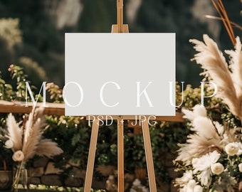 Boho Welcome Sign 2 Size Mockup, Baby Shower Sign Mockup, horizontal poster mockup, 18x24 & 36x24 sign mockup, Landscape Mockup, Easel Sign