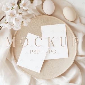 Uitnodigingsmockup, set kaartmodel, dubbele paaskaartmodel, wenskaartmodel, 2-pagina uitnodigingskaartmodel PSD, 5 x 7 kaartmodelsjabloon