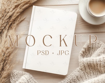 Baby Shower Hardcover Journal Mockup, Wedding Photo Book PSD Template, Bohemian Notebook Planner Mock-up
