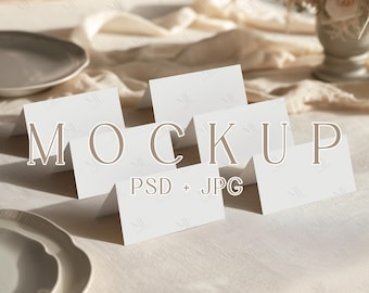Boho Place Card Mockup Set, Wedding Name Card PSD, Table Name Tent Card Mockup, Baby Shower Folded Card Mockup, Birthday Table Seating Card