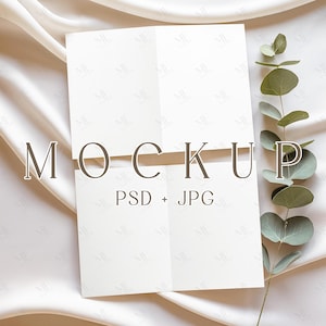 Maquette d'invitation pliée PSD, maquette de carte recto-verso, maquette de carte de mariage à deux volets, carte d'invitation de baby shower bohème, maquette de carte de voeux pliée
