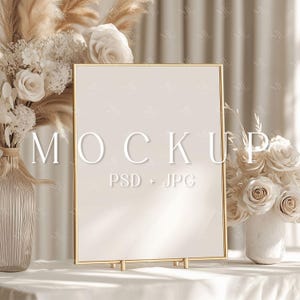 Mockup di cartello da tavolo 8x10, Mockup di numero da tavolo, Mockup di cartello del bar del menu, Mockup di cartello da tavolo, Mockup di cornice per cartello da matrimonio, Mockup di cornice Boho PSD