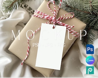 Favor Tag Mockup, Xmas Gift Tag Mockup, Christmas Label Holiday Tags Mockup, Thank You Tag Mockup, Winter Gift Tag Mockup