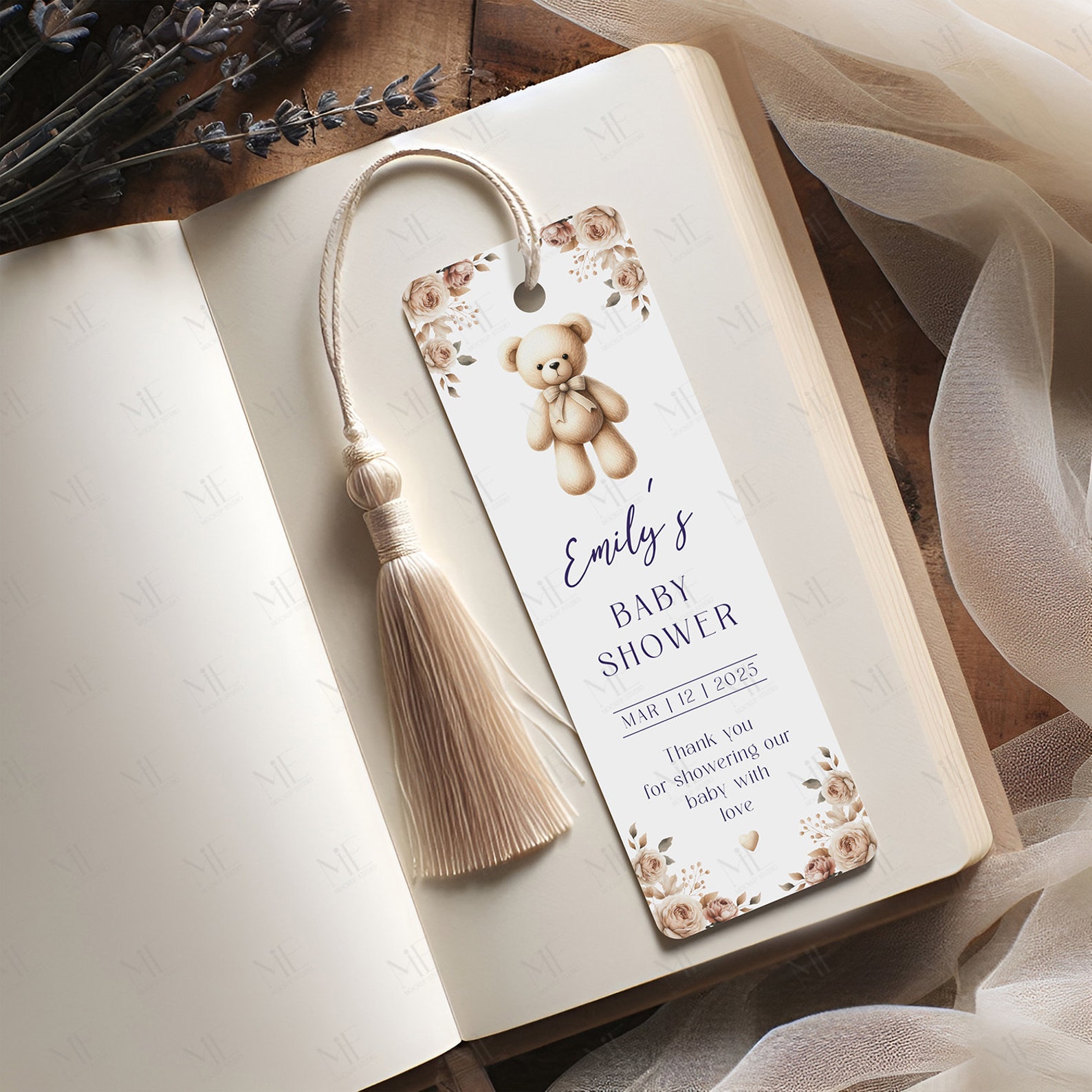Baby Shower Bookmark Mockup, School Blank Bookmark Mockup, Baptism ...