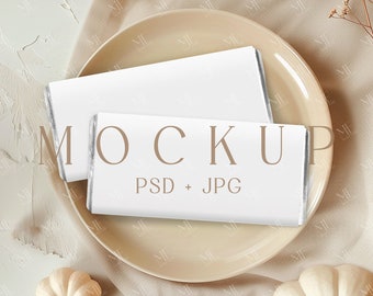 Chocolate Wrapper Mockup, Double Chocolate Bar Mockup, Candy Bar Mockup, Blank Candy Bar Wrapper Mockup, Party Label Mockup,PSD Smart Object