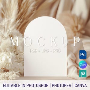 Bogen Hochzeitseinladung Mockup, 5x7 Karte Mockup, Boho Karte Mockup PSD, Grußkarte Menü Mockup, Sitzplatzkarte Mockup, Stehkarte Canva