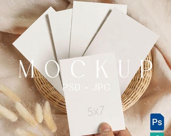 Wedding Invitation Suite Mockup 5x7 Card Set PSD, Games or Greeting Cards Bundle Mock-up