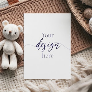 Babypartyeinladungskarten-Modell, Kindergeburtstagsparty-Einladungsmodell, Boho Neutral Baby einladen Mockup, einfache Karte Mockup, 5x7 Kinderzimmer Karte