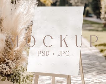 Welcome Sign Mockup, Event Sign Mockup, Boho Poster PSD Mockup, 18x24 Easel Sign Mockup, Seating Chart Mockup, Wedding Poster Mock up