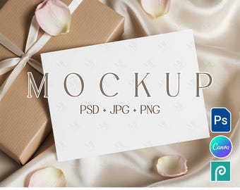 Maqueta de invitación horizontal, maqueta PSD de tarjeta de felicitación, plantilla de Canva para invitaciones de boda