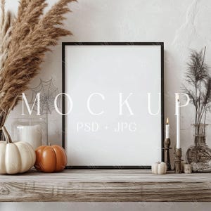 Herbst 8x10 Tischschild Mockup, Kürbisschild Rahmen Mockup, Halloween Party Tischschild Mockup, Herbst Kürbis Tischkarte Mockup PSD Smart Objekt