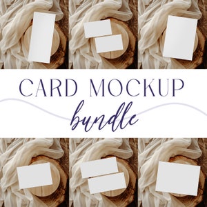Boho Karte Mockup Bundle, Einladung Mockup, Set Karte Mockup Bundle Grußkarte Mockup, Dankeskarte Bundle PSD Mockup