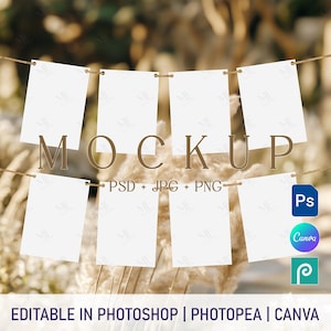 Bannermodel, vlagmodel, stoelenkaartmodel PSD, 5 x 7 kaartmodel, plaatskaartmodel, maandelijkse fotomodel, slingermodel, hangende kaart