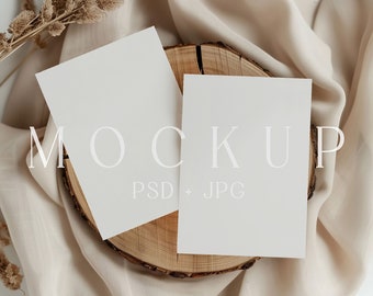 Wedding Invitation Mockup, Set Card Mockup, Double Card Mockup, Greeting Card Mockup, 2 page Invite Card Mockup PSD, 5x7 Card Mock Up