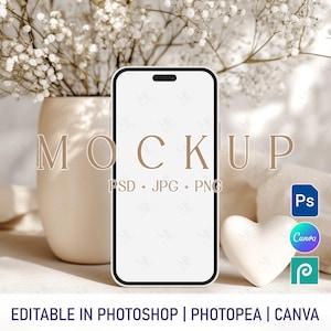Smartphone Mockup, Phone Mockup PSD, iPhone Screen Mock up PSD, Device Invitation Mockup, iPhone Evite Mockup, Canva Phone Screen Mockups