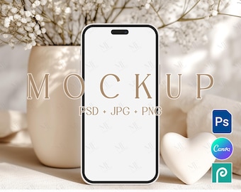 Smartphone Mockup, Phone Mockup PSD, iPhone Screen Mock up PSD, Device Invitation Mockup, iPhone Evite Mockup, Canva Phone Screen Mockups