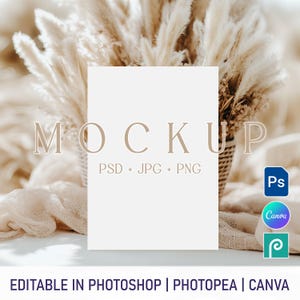 Wenskaartmodel, uitnodigingskaart PSD, 5 x 7 kaartmodel, briefkaartsjabloon, huwelijksuitnodigingmodel, Boho-feestkaartmodel PSD Canva