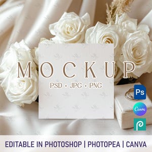 Maqueta de tarjeta cuadrada, maqueta de tarjeta de 5 x 5, maqueta de tarjeta de felicitación de boda, maqueta de invitación de boda bohemia en Canva, maqueta de decoración de postal cuadrada en formato PSD