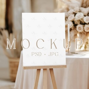 Seating Chart Mockup, Boho Sign Mockup, Easel Welcome Sign PSD, Boho Wedding Poster Mock-up, Baby Shower Event Poster Mockup