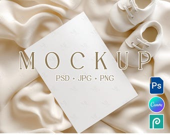 Maquette d'invitation de baby shower, 5 x 7, modèle PSD pour carte d'invitation bohème, maquettes de cartes pour chambre d'enfant