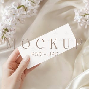 Cadeaukaartmodel, 7 x 3 tegoedbonkaart PSD-sjabloon, bewerkbaar cadeaubonmodel, instapkaartmodel, mock-up cadeaubonontwerp