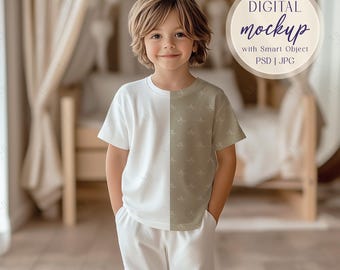 Kids T-Shirt Mockup, Toddler Shirt PSD, Neutral Children Clothing Mockup