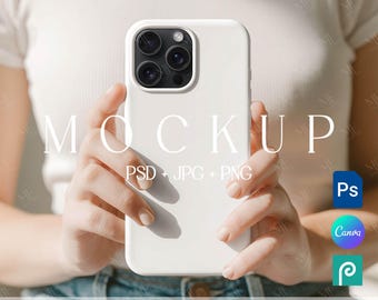 Phone Case Mockup, iPhone Case PSD Template, Neutral Canva Product Mock up