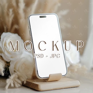 iPhone Screen Mockup PSD, Smartphone Invitation or Social Media Display, Aesthetic Cellphone Mockup, Mobile App Mock-up, Boho Invite mockup