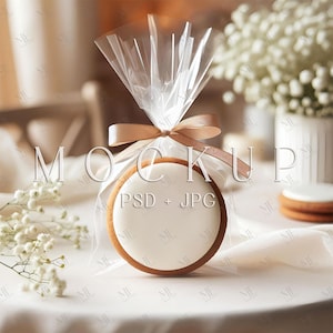 Sugar Cookie Mockup, Cookie Mockup, Mockup Round Cookies Toppers, White Biscuit Mockup, Cookie Decor Mockup, Cookies Icing Label Mockup PSD