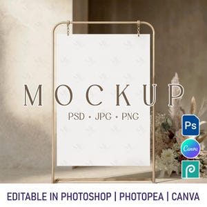 Welcome Sign Mockup PSD, Boho Wedding Sign Canva Mockup, Baby Shower Party Sign Mockup, A ratio Seating Chart Mockup, A1 Event Poster Mockup