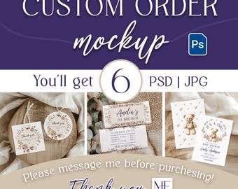 Custom Wedding Mockup PSD, Event Design Template, Personalized PSD Mockup, Customizable Event Templates, 6 Custome Orders Mock up PSD