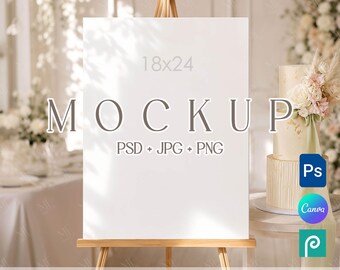 18x24 Poster Mockup, Welcome Sign PSD Template, Seating Chart Canva Mockup