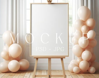 Welcome Sign Mockup, Event Sign Mockup, Boho Balloon baby shower sign mockup, Easel Sign Mockup, Seating Chart Mockup, Wedding Poster Mockup