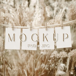 Stoelindeling mockup, maandelijkse fotobanner mockup, 5 x 7 wenskaart mockup, vlag mockup, uitnodigingssjabloon PSD, bruiloft banner kaart mock-up