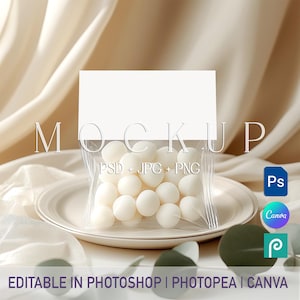 Treat Bag Topper Mockup, Folded Card Candy Label Template, Cello Gift Header Mock-up